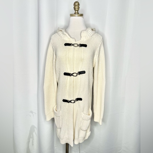 525 AMERICA 100% Cotton Hooded Long Cardigan - Picture 1 of 10